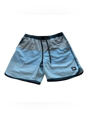 Quiksilver Light Blue and Black Men's Swim Trunks
